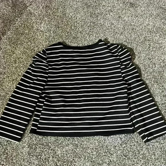 IZ Byer Girls Black/white Striped Cropped Cardigan size Medium - Picture 8 of 10